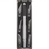 Нож макетный TOPFORT Набор 7поз.:нож мет.+TPR + 6лезв.разн.тип,пласт.бокс