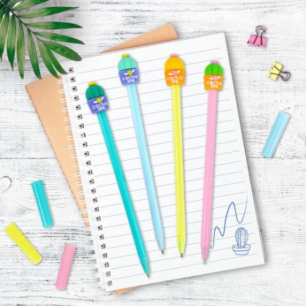 Ручка с топпером шариковая ЮНЛАНДИЯ "Кактус", корпус ассорти, СИНЯЯ, пишущий узел 0,7 мм, 143800 Ручка с топпером шариковая ЮНЛАНДИЯ "Кактус", корпус ассорти, СИНЯЯ, пишущий узел 0,7 мм, 143800