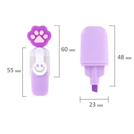 Набор текстовыделителей с топперами 6 ЦВЕТОВ ПАСТЕЛЬ, "ЛАПКИ", линия 1-4 мм, FUNSTER (ФАНСТЕР), 152650