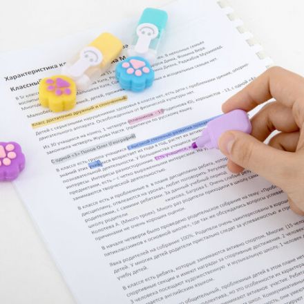 Набор текстовыделителей с топперами 6 ЦВЕТОВ ПАСТЕЛЬ, "ЛАПКИ", линия 1-4 мм, FUNSTER (ФАНСТЕР), 152650