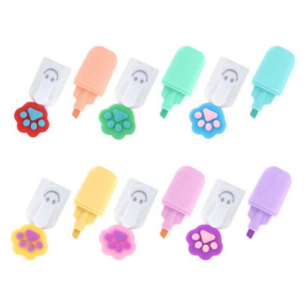 Набор текстовыделителей с топперами 6 ЦВЕТОВ ПАСТЕЛЬ, "ЛАПКИ", линия 1-4 мм, FUNSTER (ФАНСТЕР), 152650