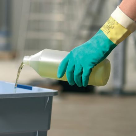 Перчатки МНОГОРАЗОВЫЕ латексные VILEDA, х/б напыление, СВЕРХПРОЧНЫЕ (неопрен), размер 7,5-8, M (средний), зелено-желтые, вес 120 г, 174305