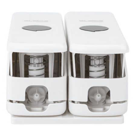 Дозатор двойной 2 х 0,3 л для жидкого мыла/шампуня/геля LAIMA PREMIUM, НАЛИВНОЙ, белый, ABS-пластик, 609499