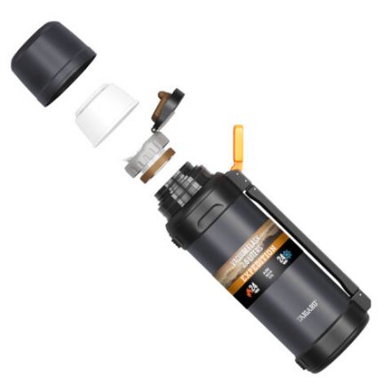 Термос 2,5л EXPEDITION, нержавеющая сталь SUS304, 2 кружки, 2 ручки, ситечко, графитово-оранжевый, TAIGARU (ТАЙГАРУ), 700318