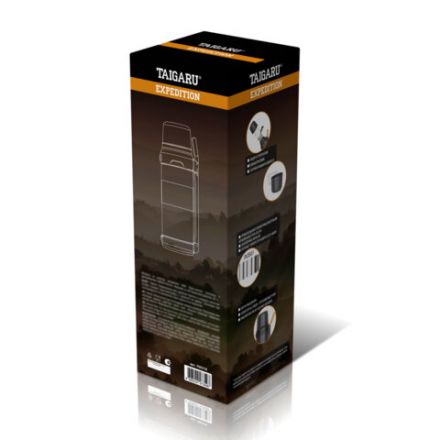 Термос 2,5л EXPEDITION, нержавеющая сталь SUS304, 2 кружки, 2 ручки, ситечко, графитово-оранжевый, TAIGARU (ТАЙГАРУ), 700318