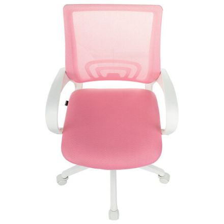 Кресло BRABIX "Fly MG-396W", с подлокотниками, пластик белый, сетка, розовое, 533008 Кресло BRABIX "Fly MG-396W", с подлокотниками, пластик белый, сетка, розовое, 533008