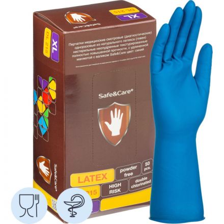 Мед.смотров. перчатки латекс., н/с, н/о, S&C High Risk DL215 (XL) 25пар/уп