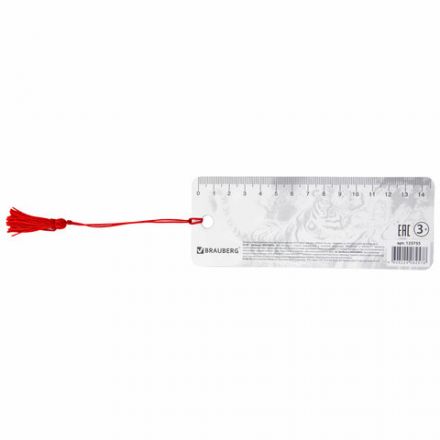 Закладка для книг с линейкой 3D-ОБЪЕМНАЯ BRAUBERG, "Бенгальский тигр", с декоративным шнурком, 125755