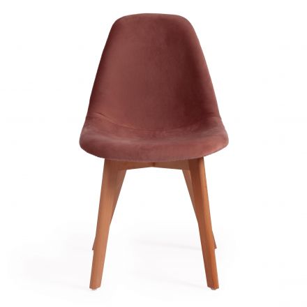 Стул CINDY SOFT (mod. C1021F1) вельвет/дерево бук, 53 х 45 х 81 см , коралловый (HLR 44)/натуральный