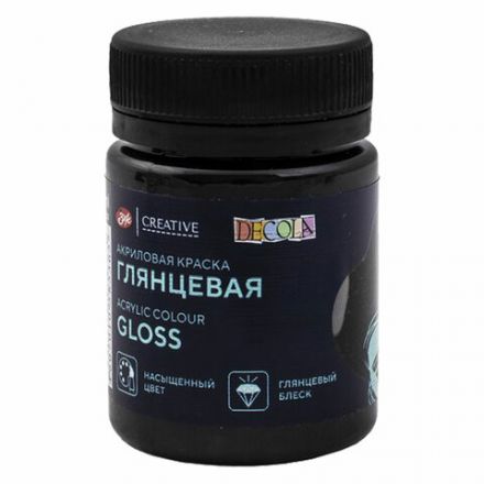Краска акриловая глянцевая "Декола", банка 50 мл, черная, Невская Палитра, 2928810