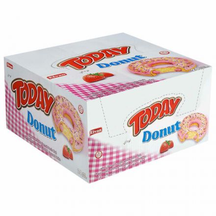 Кекс TODAY "Donut", со вкусом клубники, ТУРЦИЯ, 24 штуки по 40 г в шоу-боксе, 1367т