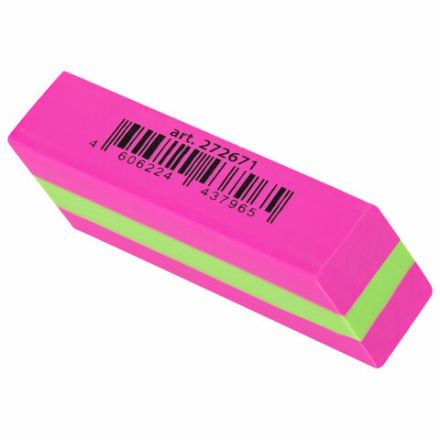 Ластик BRAUBERG "Color", 55х15х13 мм, прямоугольный, скошенный, яркие цвета ассорти, 272671