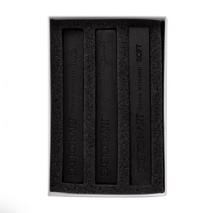 Уголь прессованный SKETCH&ART черный мягкий,средний,твердый 3шт/наб 25-001