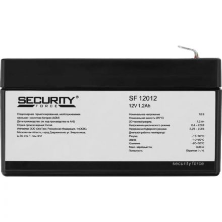 Батарея для ИБП Security Force SF 12012 12В/1.2, F1 (97x43x53мм) Батарея для ИБП Security Force SF 12012 12В/1.2, F1 (97x43x53мм)