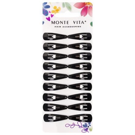 Заколки для волос НАБОР 18 шт., 3 см, клик-клак, глянцевый, чёрный, MONTE VITA (МОНТЕ ВИТА), 457080 Заколки для волос НАБОР 18 шт., 3 см, клик-клак, глянцевый, чёрный, MONTE VITA (МОНТЕ ВИТА), 457080