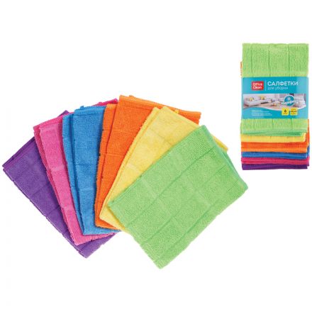 Салфетки для уборки OfficeClean "Универсальные", набор 6шт., микрофибра, 40*40см, квадратное тиснение Салфетки для уборки OfficeClean "Универсальные", набор 6шт., микрофибра, 40*40см, квадратное тиснение