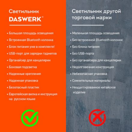 Настольная лампа / светильник с органайзером и Bluetooth колонкой, LED, 6 Вт, белый, DASWERK (ДАСВЕРК), 238328