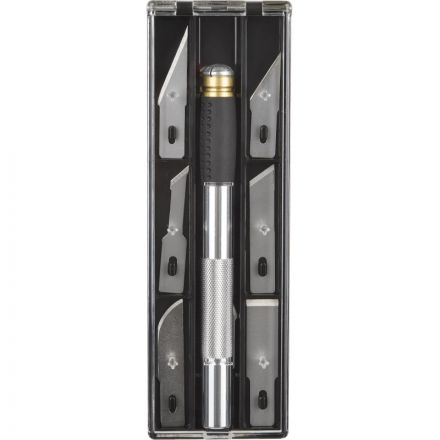 Нож макетный TOPFORT Набор 7поз:нож мет.+TPR+6 шир.лезв.разн.тип,пласт.бокс