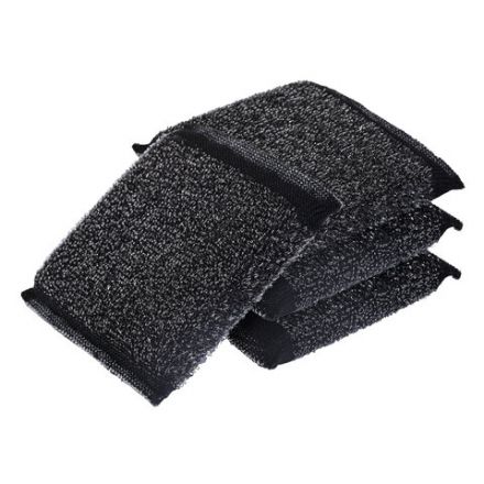 Губка-скрабер 11х10х1,5 см, поролон + металлическая оплетка, КОМПЛЕКТ 4 штуки, посуда, уборка, LAIMA, 700059