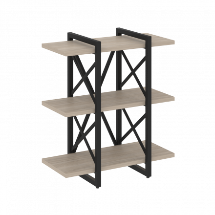 Loft Стеллаж на регулируемых опорах-3 полки VR.L-MST.O-3.4V Дуб аттик/Чёрный металл 800*400*910