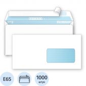 Конверт BusinessPost E65 90 г/кв.м белый стрип с внутренней запечаткой с правым окном (1000 штук в упаковке)