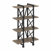 Loft Стеллаж на колесных опорах-4 полки VR.L-MST.K-4.4V Тиквуд тёмный/Чёрный металл 800*400*1334