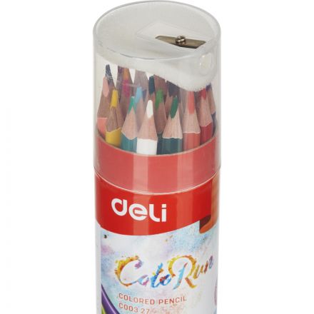 Карандаши цветные Deli EC00327 ColoRun 3-гран. 24цв/наб точилка карт.тубус