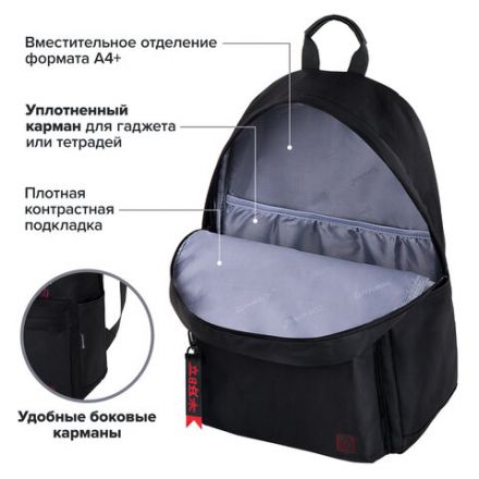 Рюкзак BRAUBERG FASHION CITY универсальный, карман-антивор, "Anime Girl", черный, 44х31х16 см, 272568