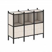 Loft Прямой стеллаж наборный VR.L-07 Денвер светлый/Чёрный металл 1278*446*1047