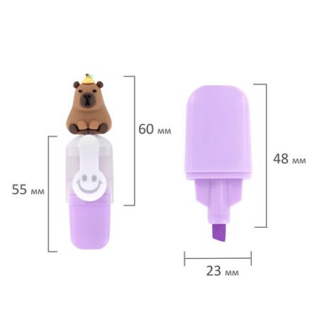 Набор текстовыделителей с топперами 6 ЦВЕТОВ ПАСТЕЛЬ, "КАПИБАРЫ", линия 1-4 мм, FUNSTER (ФАНСТЕР), 152651