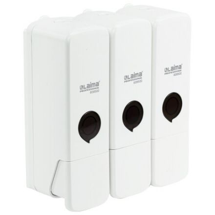Дозатор тройной 3 х 0,3 л для жидкого мыла/шампуня/геля LAIMA PREMIUM, НАЛИВНОЙ, белый, 609500