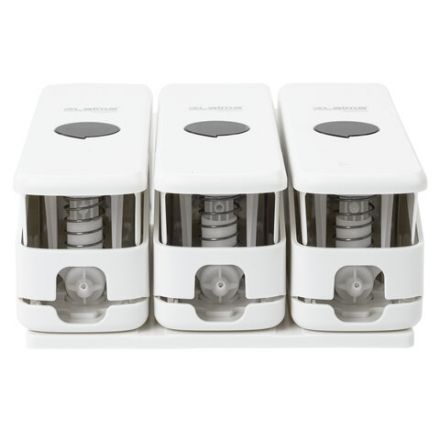 Дозатор тройной 3 х 0,3 л для жидкого мыла/шампуня/геля LAIMA PREMIUM, НАЛИВНОЙ, белый, 609500