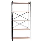 Стеллаж BRABIX "SMART SH-004", 790х360х1950 мм, ЛОФТ, 5 полок, металл/ЛДСП ясень шимо светлый, каркас черный, 641943