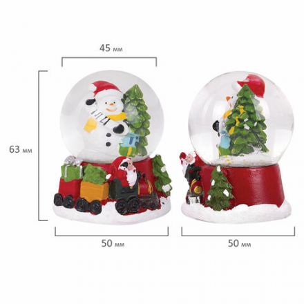 Сувенир снежный шар ДРУЗЬЯ ДЕДА МОРОЗА, диаметр 45 мм, полистоун/стекло, 4 дизайна ассорти, ЗОЛОТАЯ СКАЗКА, 592138