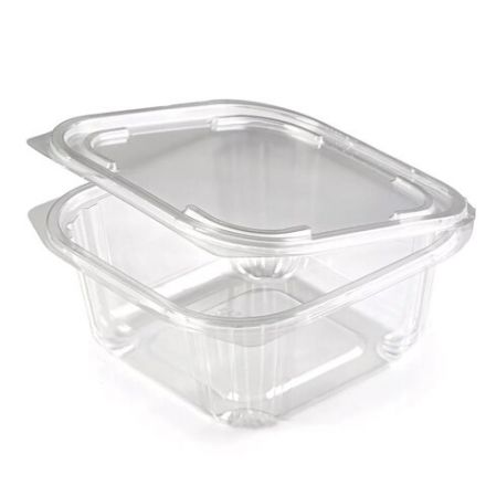 Одноразовый контейнер квадратный 500 мл, С КРЫШКОЙ ЮП-РКСП, КОМПЛЕКТ 400 шт., прозрачный ПЭТ, ЮПЛАСТ, ЮУПМ6132