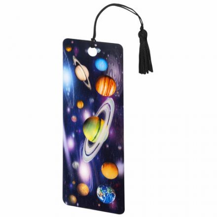 Закладка для книг с линейкой 3D-ОБЪЕМНАЯ BRAUBERG, "Вселенная", с декоративным шнурком, 125757