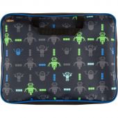 Папка для тетрадей №1School Robot чер А4 на молн с ручк,ткань,75мм,ПМД-4-20