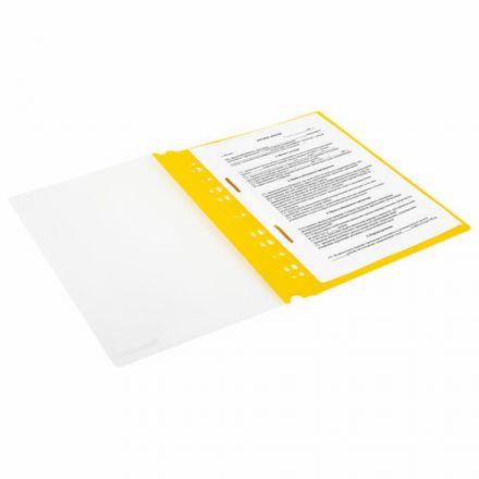 Скоросшиватель пластиковый с перфорацией BRAUBERG EXTRA, А4, 140/180 мкм, желтый, 272899