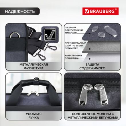 Сумка портфель BRAUBERG MODERN с отделением для ноутбука 15-16", откидная крышка, серая, 29х42х11 см, 270828 Сумка портфель BRAUBERG MODERN с отделением для ноутбука 15-16", откидная крышка, серая, 29х42х11 см, 270828
