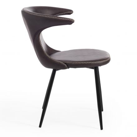 Стул Tetchair FLAIR (mod. 9020), экокожа/металл, 60 х 56 х 78 см , коричневый 1/черный