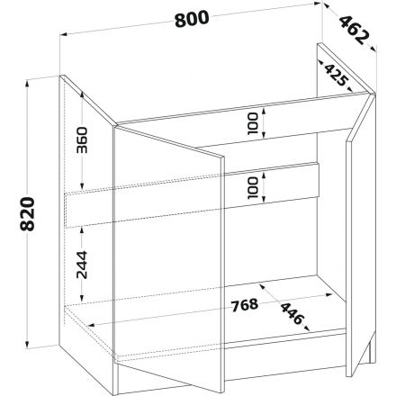 Шкаф Сокол напольный под мойку ТК-08М 800x462x820 Дуб Сонома