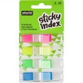 Клейкие закладки Attache Selection пластиковые 4 цвета по 35 листов 45х12 мм в диспенсерах