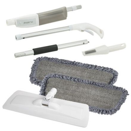 Швабра с распылителем UltraSpray X, 2 насадки из микрофибры объемный ворс, скребок, LAIMA, 609143
