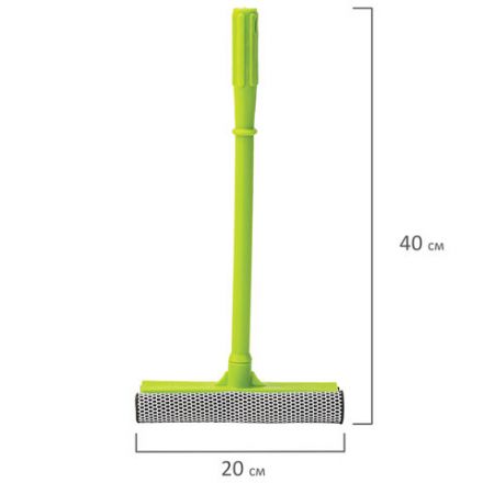 Окномойка ЛЮБАША, пластиковая ручка 40 см, рабочая часть 20 см (стяжка, губка, ручка), 603614 Окномойка ЛЮБАША, пластиковая ручка 40 см, рабочая часть 20 см (стяжка, губка, ручка), 603614