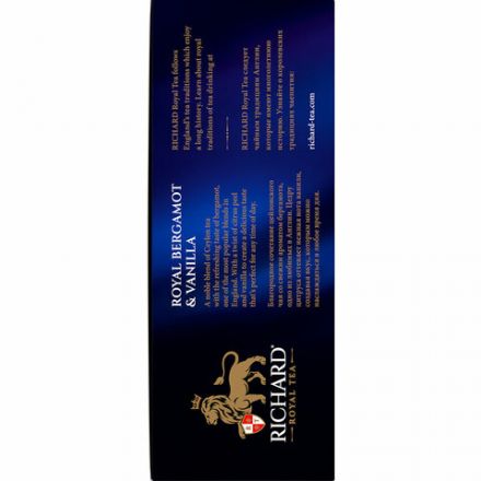 Чай RICHARD "Royal bergamot & vanilla" черный, 100 пакетиков в конвертах по 2 г, 102736