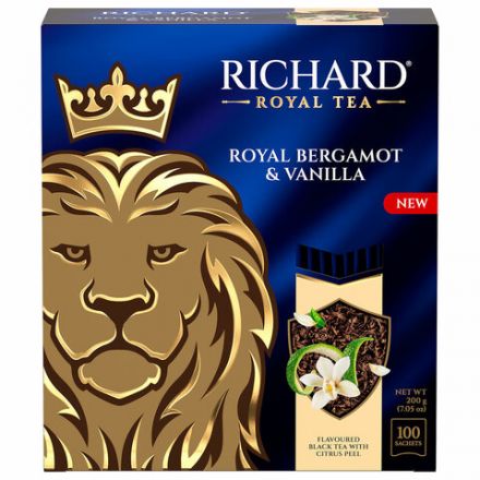 Чай RICHARD "Royal bergamot & vanilla" черный, 100 пакетиков в конвертах по 2 г, 102736