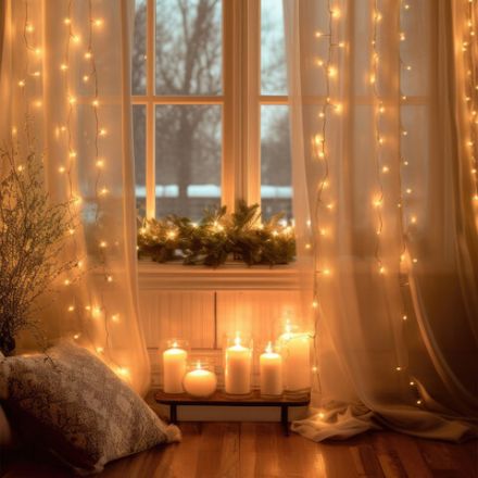 Электрогирлянда-занавес комнатная "Штора" 3х3 м, 196 LED, теплый белый свет, 220 V, ЗОЛОТАЯ СКАЗКА, 591352