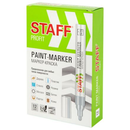 Маркер-краска лаковый (paint marker) 2-4 мм, СЕРЕБРИСТЫЙ, НИТРО-ОСНОВА, STAFF PROFIT, для любых поверхностей, 152580 Маркер-краска лаковый (paint marker) 2-4 мм, СЕРЕБРИСТЫЙ, НИТРО-ОСНОВА, STAFF PROFIT, для любых поверхностей, 152580
