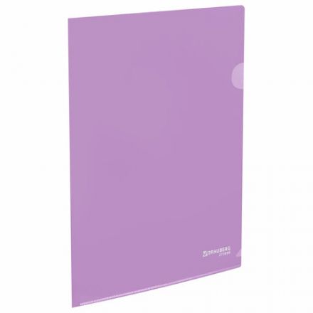 Папка-уголок жесткая, непрозрачная, А4, цвет лиловый, 0,15 мм, BRAUBERG PASTEL, 272890