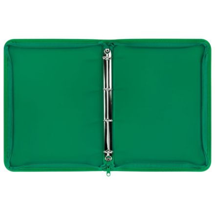 Папка объемная на молнии пластиковая на 4 кольцах, 35 мм, А4, BRAUBERG PIXEL, темно-зеленая, 0,7 мм, 273079